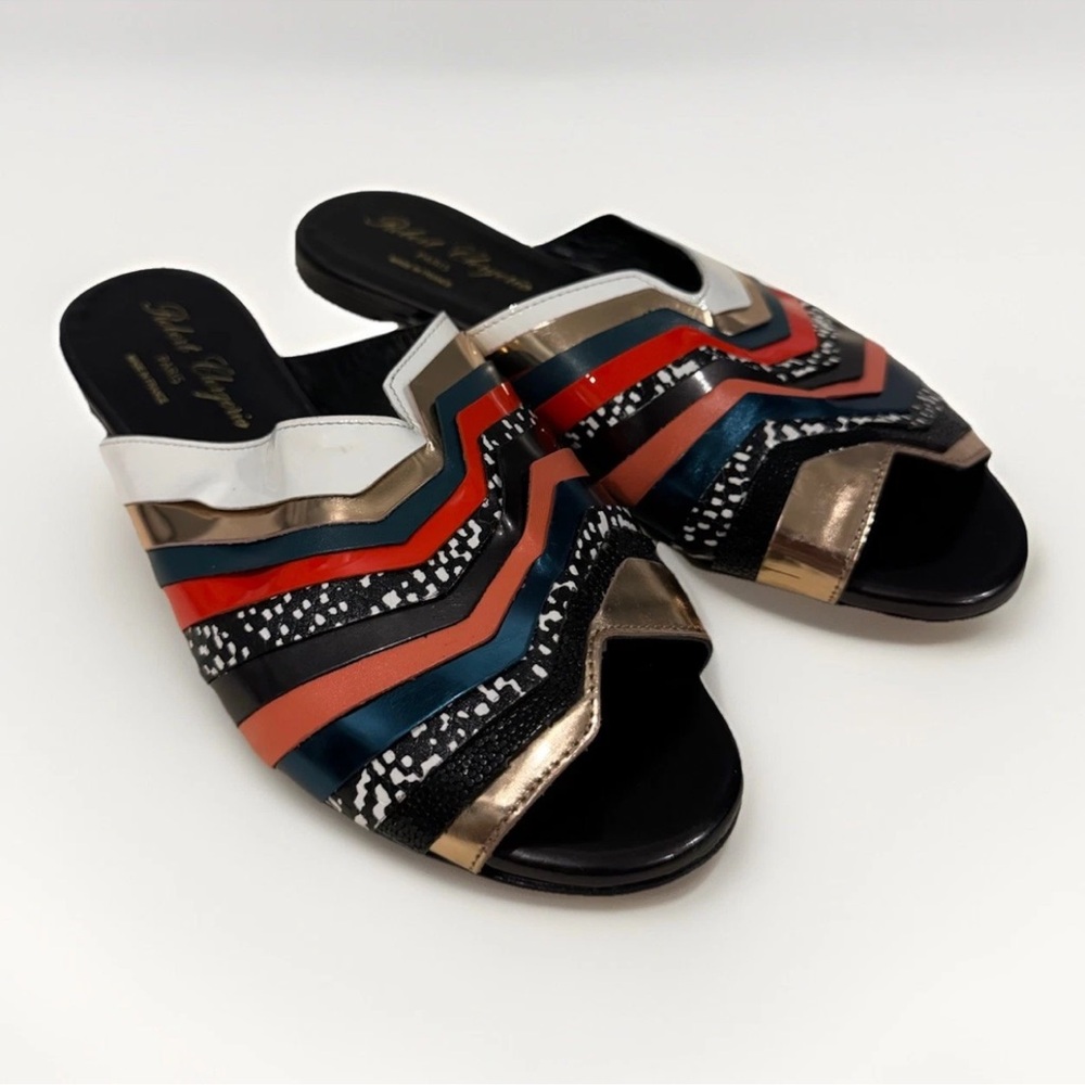 Robert Clergerie Printed Leather Slides Size 39.5